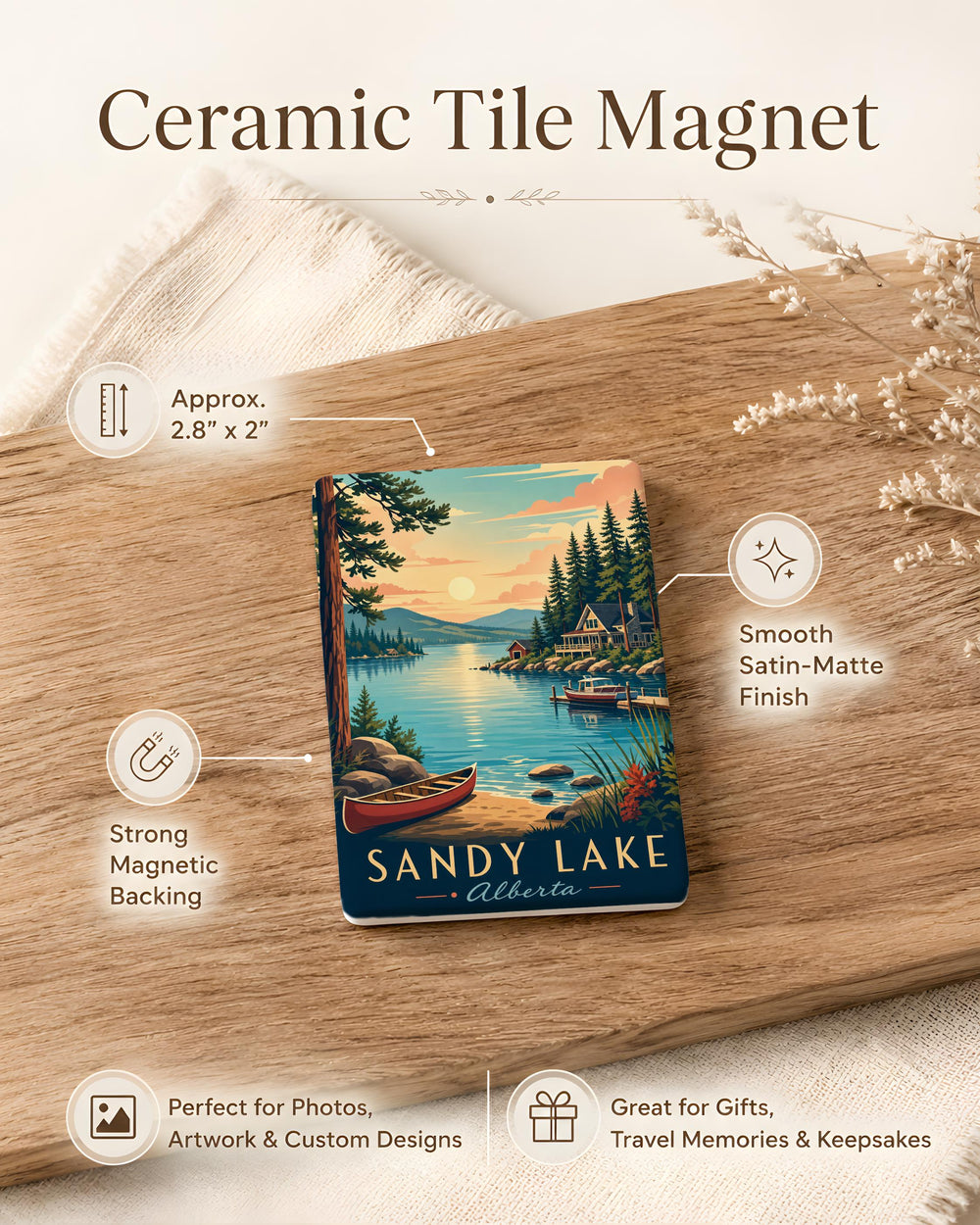 Sandy Lake Fridge Magnet, Sandy Lake Souvenir Magnet, Lakeside Travel Gift, Nature Lake Keepsake Magnet