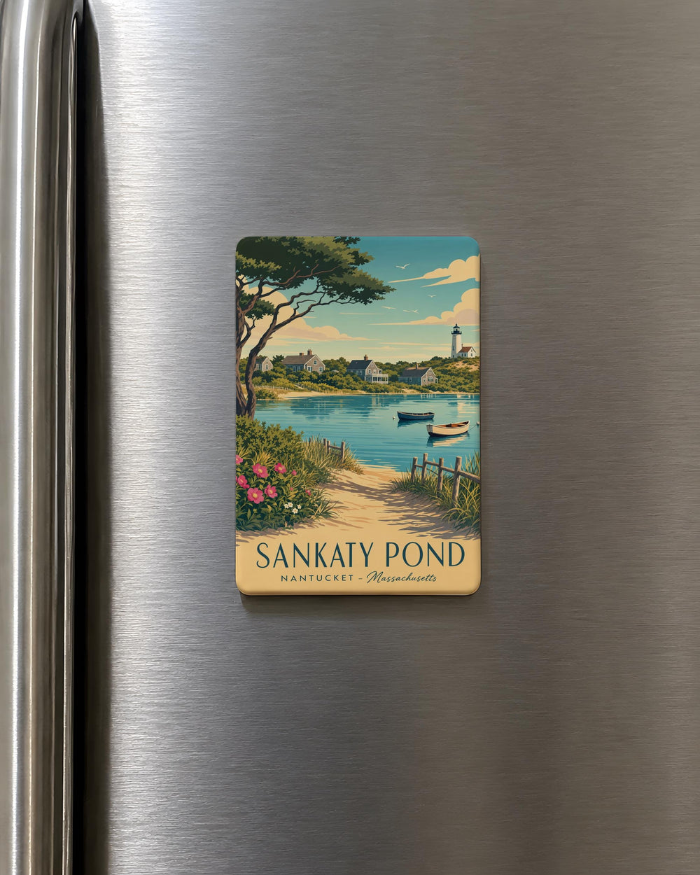 Sankaty Pond Fridge Magnet, Nantucket Massachusetts Pond Landscape Souvenir Magnet, Coastal New England Travel Gift