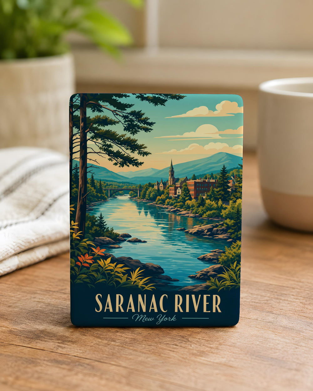 Saranac River Fridge Magnet, Adirondack River Souvenir, Upstate New York Travel Gift, Canoeing Kayaking Nature Decor
