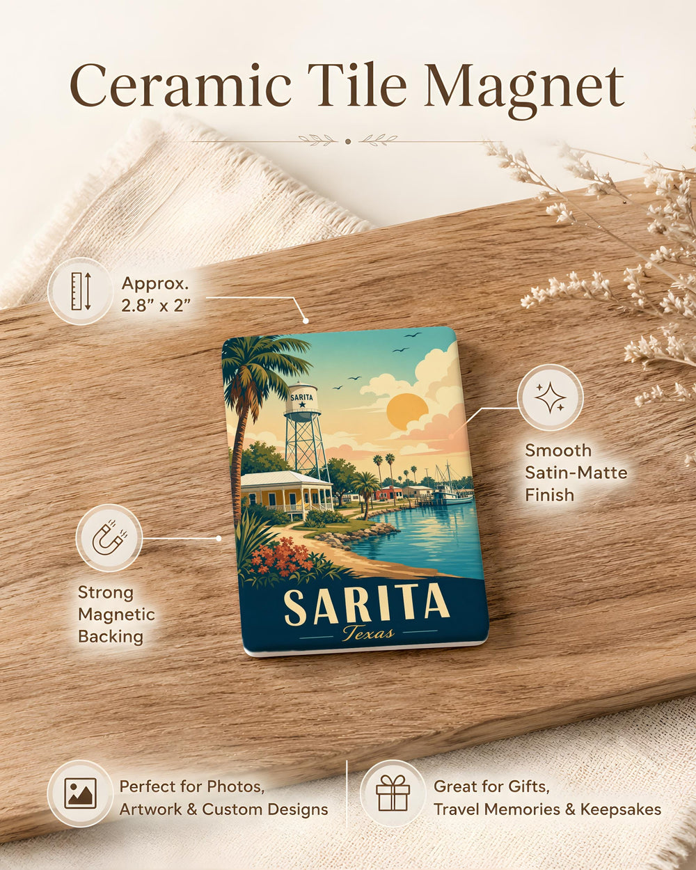 Sarita Texas Fridge Magnet, Sarita TX Souvenir Magnet, Kleberg County Travel Keepsake, Coastal Texas Gift