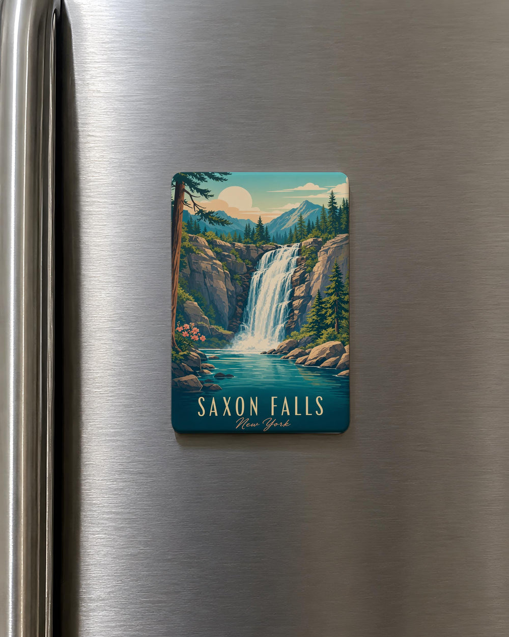 Saxon Falls Waterfall Fridge Magnet, Michigan Upper Peninsula Nature Souvenir Magnet, Scenic Falls Travel Gift