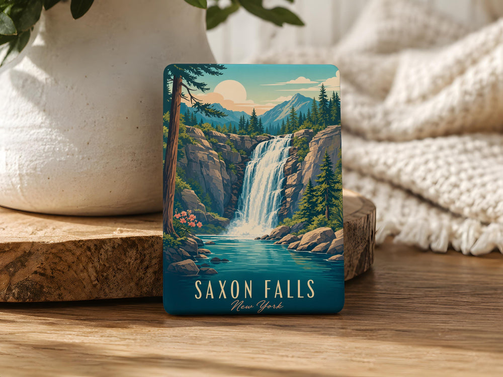Saxon Falls Waterfall Fridge Magnet, Michigan Upper Peninsula Nature Souvenir Magnet, Scenic Falls Travel Gift