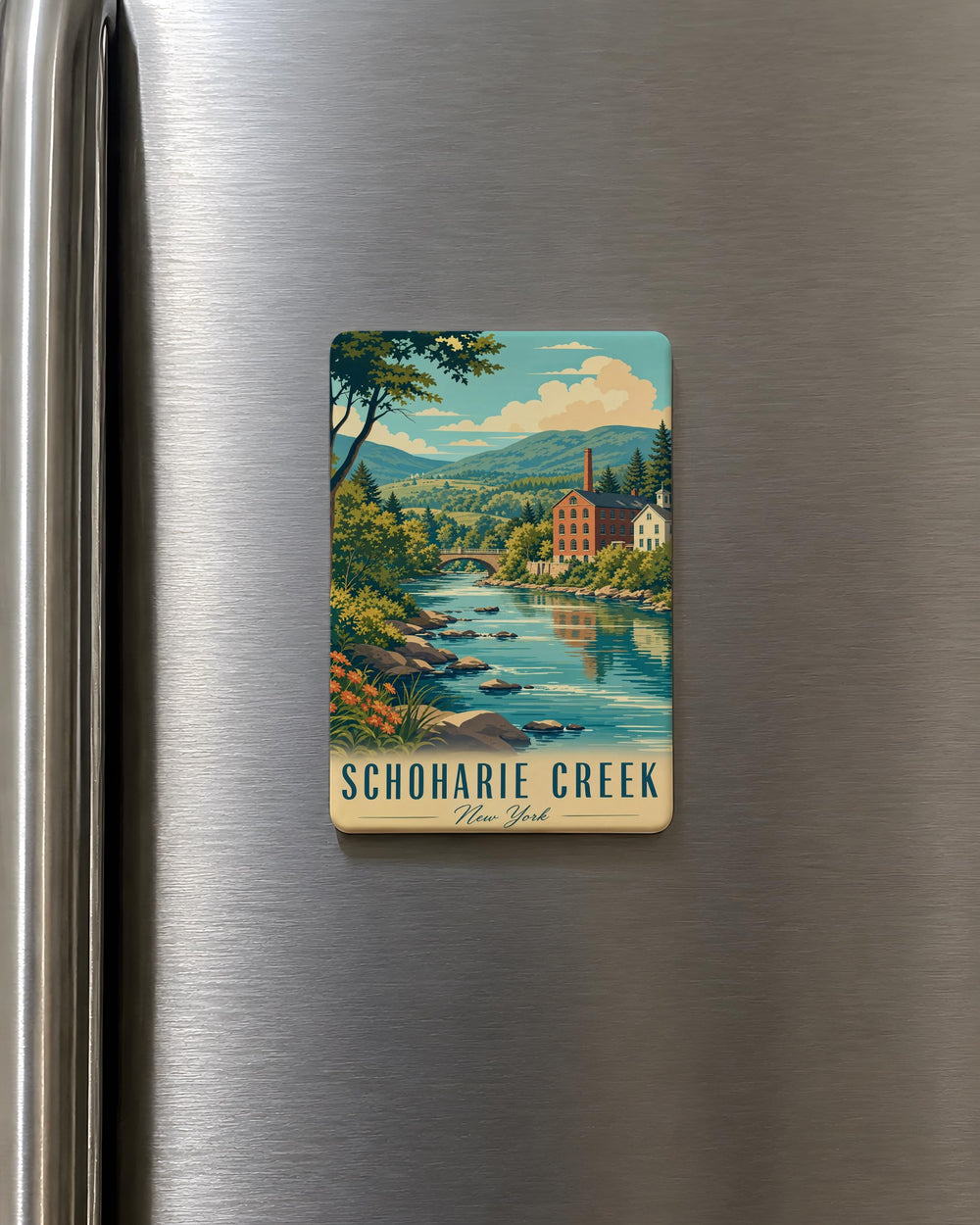 Schoharie Creek Fridge Magnet, Schoharie Creek New York Souvenir Magnet, Upstate NY Creek Nature Travel Keepsake Magnet