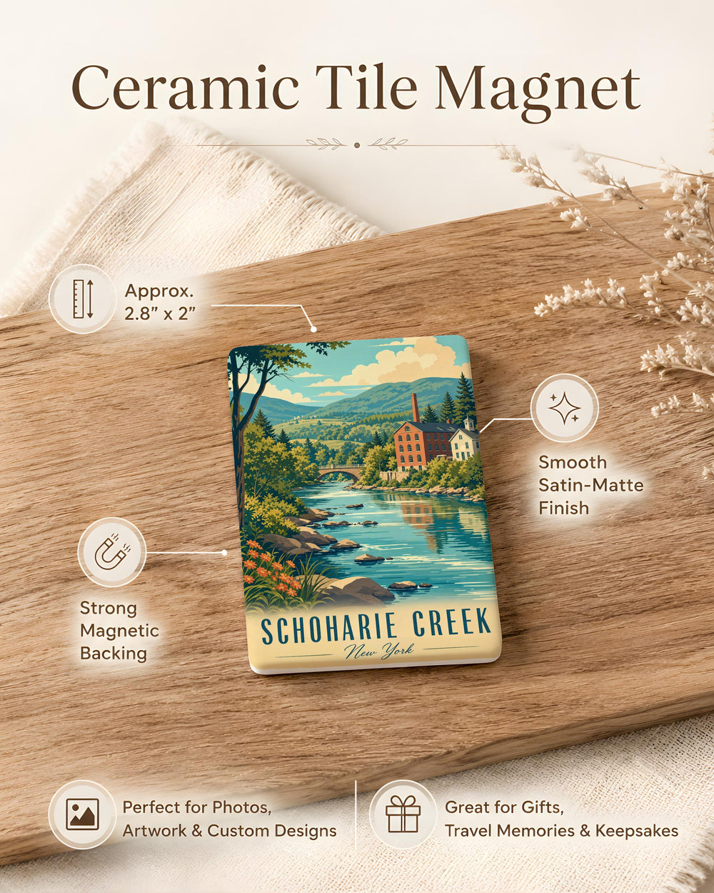 Schoharie Creek Fridge Magnet, Schoharie Creek New York Souvenir Magnet, Upstate NY Creek Nature Travel Keepsake Magnet