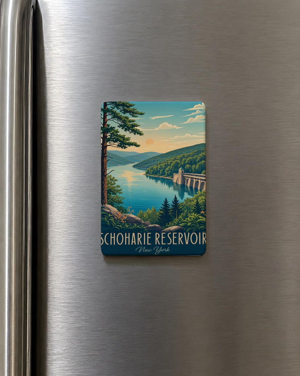 Schoharie Reservoir Fridge Magnet, New York Water Reservoir Souvenir, Scenic Lake Landscape Magnet, Upstate NY Travel Gift