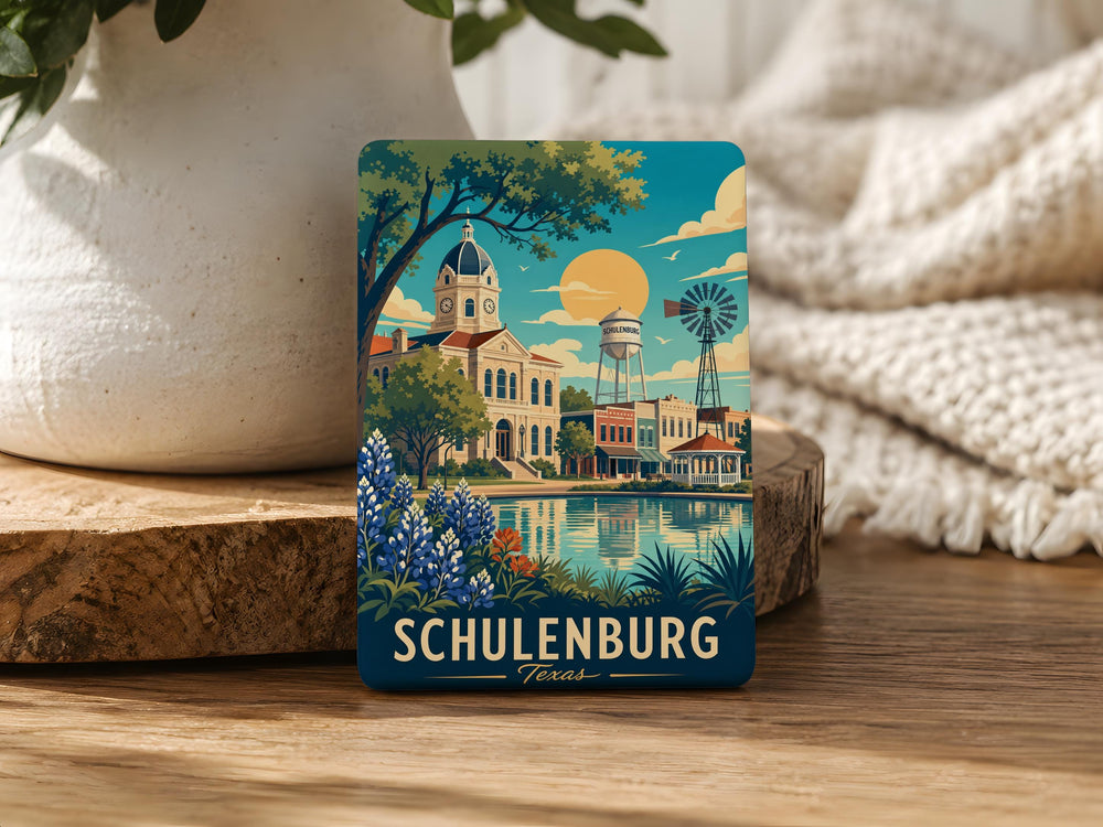 Schulenburg TX Fridge Magnet, Schulenburg Texas Souvenir Magnet, Texas Travel Gift, Small Town Texas Keepsake Magnet