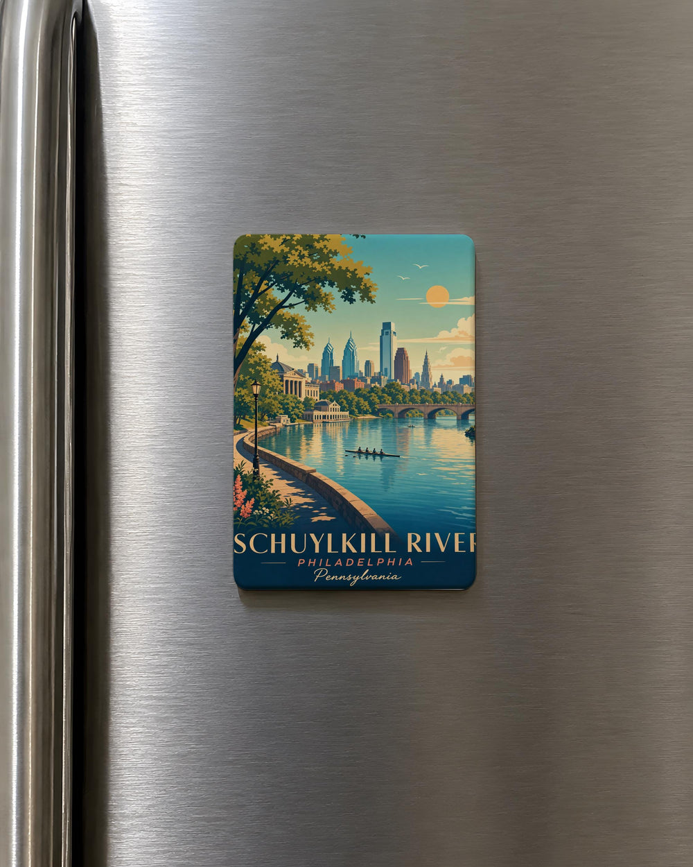 Schuylkill River Fridge Magnet, Pennsylvania River Landmark Souvenir, Philadelphia Scenic Waterfront Gift