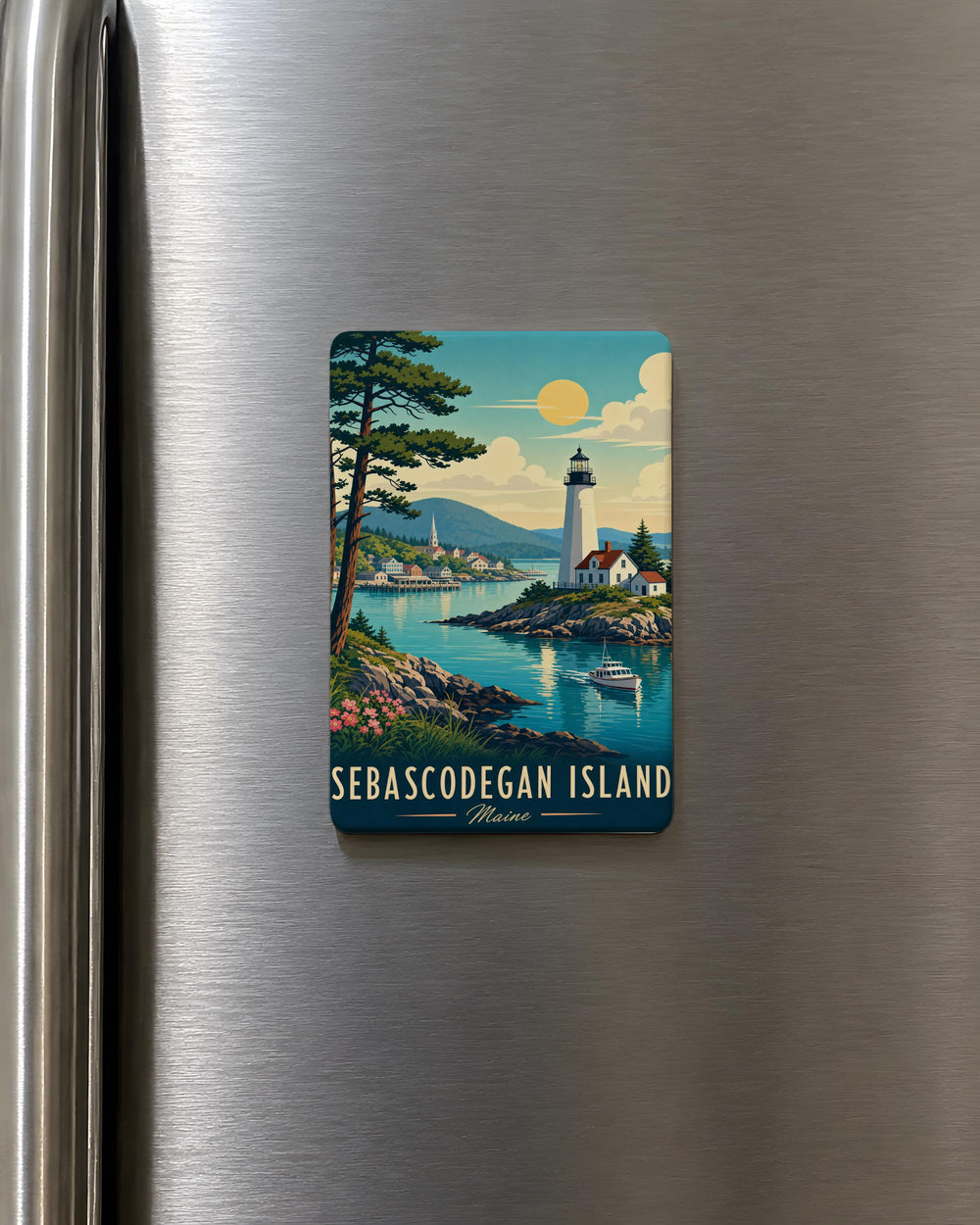 Sebascodegan Island Fridge Magnet, Maine Coastal Island Souvenir Magnet, Casco Bay Travel Keepsake, Vacation Gift
