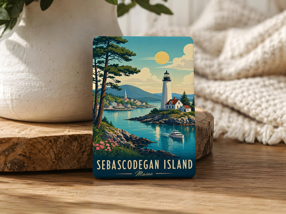 Sebascodegan Island Fridge Magnet, Maine Coastal Island Souvenir Magnet, Casco Bay Travel Keepsake, Vacation Gift