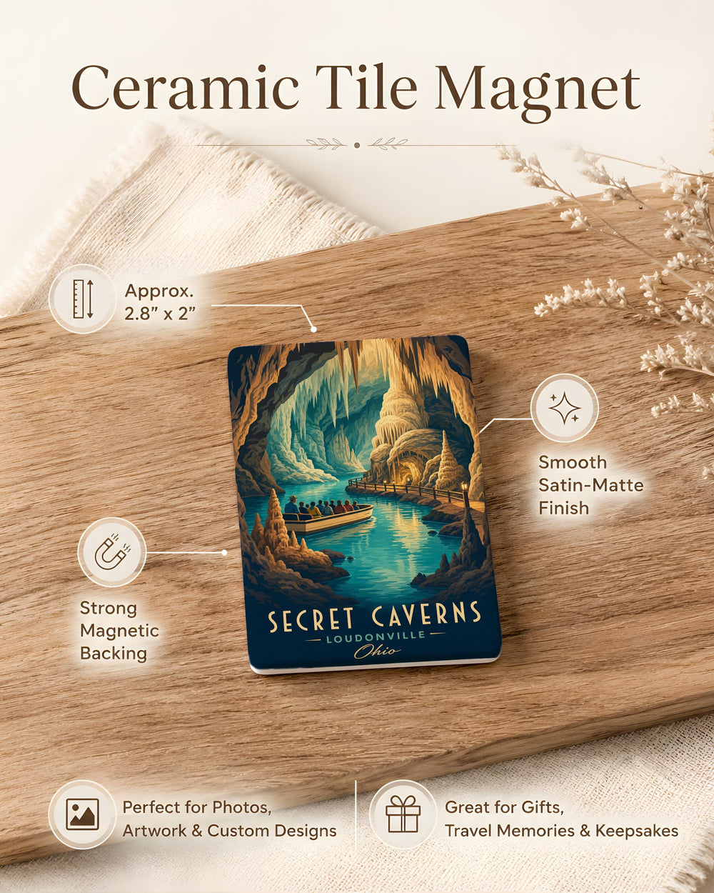 Secret Caverns Fridge Magnet, Underground Cave Passage, Hidden Cavern Tunnels, Subterranean Adventure Souvenir Magnet
