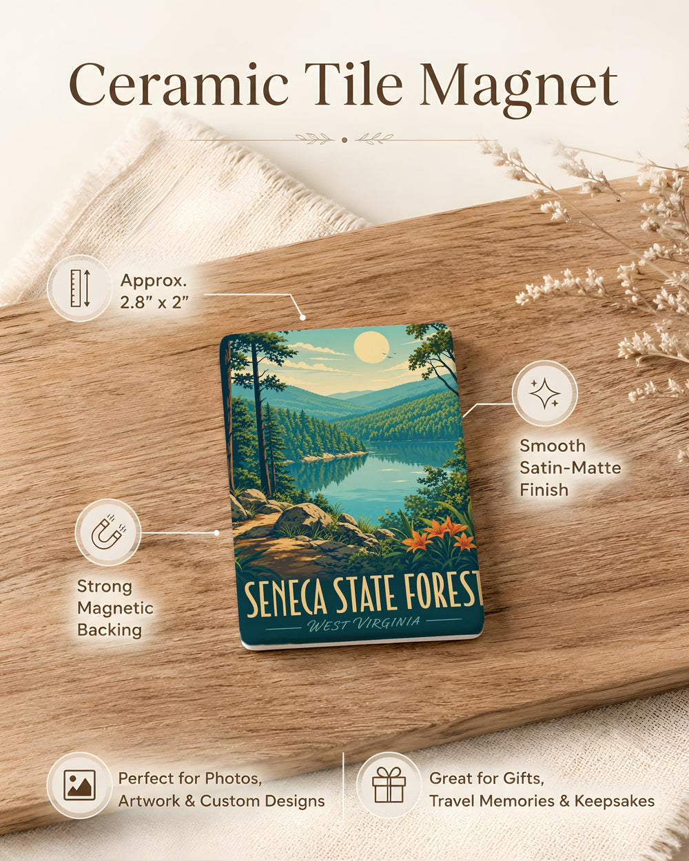 Seneca State Forest Fridge Magnet, Seneca State Forest Souvenir Magnet, Nature Park Travel Keepsake Magnet