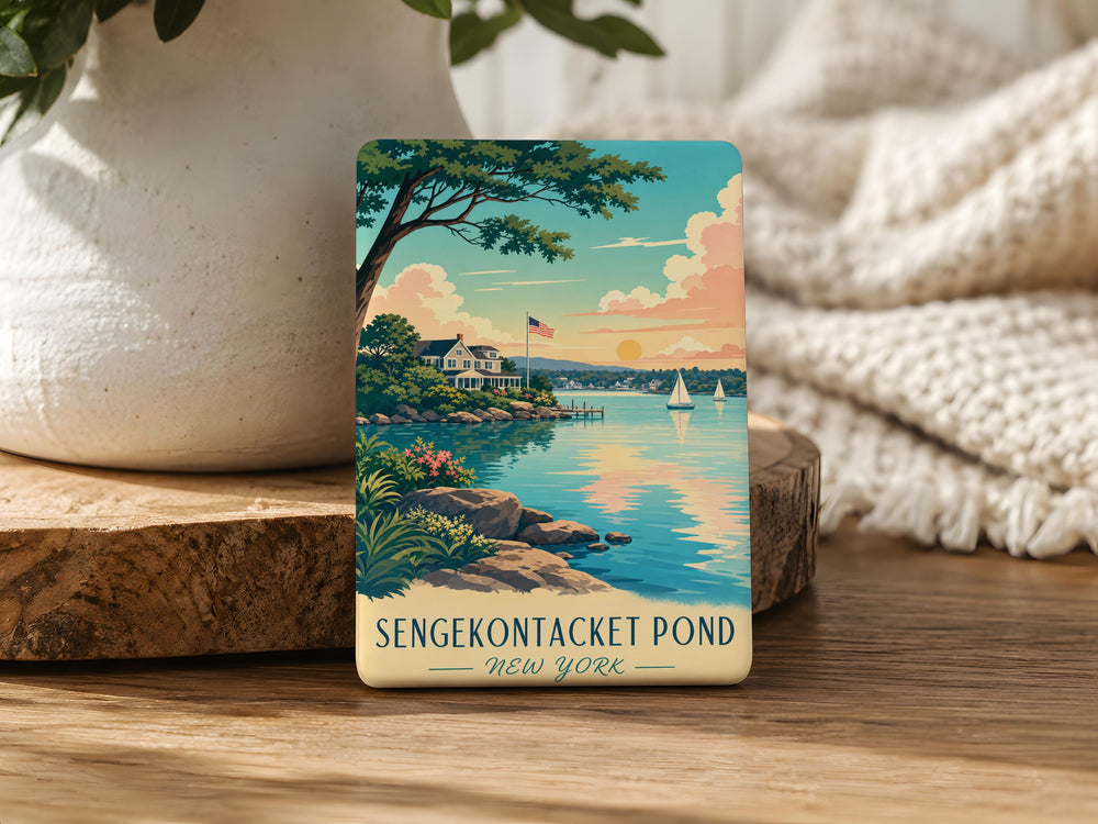 Pond Fridge Magnet, Sengekontacket Pond Massachusetts Souvenir, Nature Lake Scene Magnet, Vineyard Haven Gift