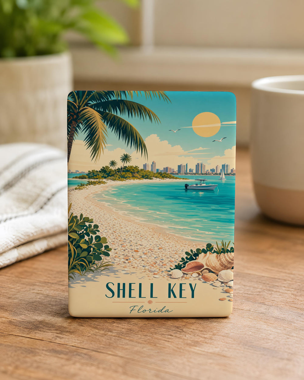 Shell Key Fridge Magnet, Shell and Key Design Coastal Beach House Decor Magnet, Nautical Gift for Ocean Lovers