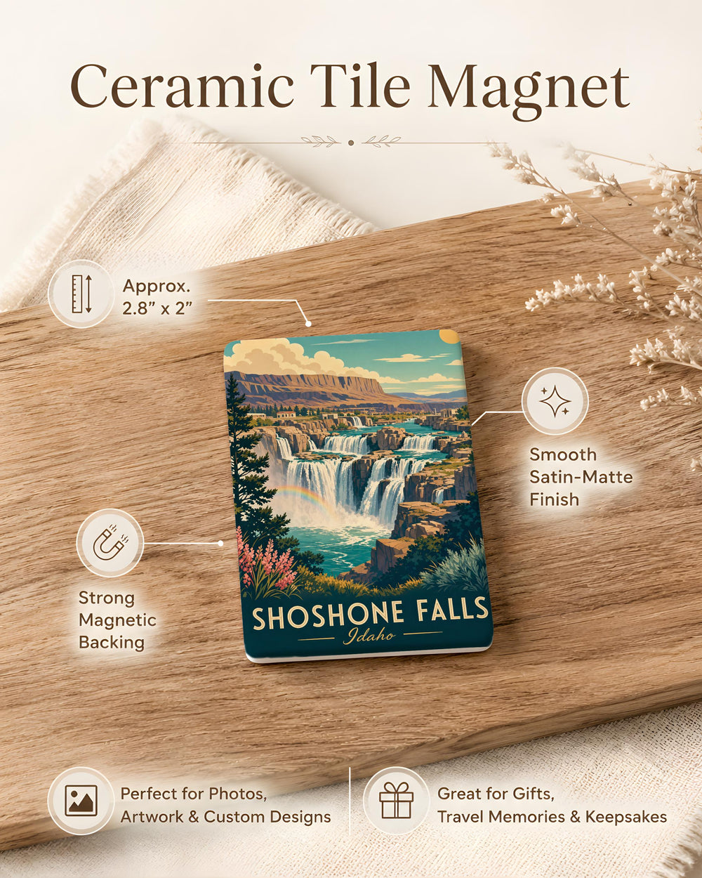Shoshone Falls Idaho Fridge Magnet, Snake River Waterfall Souvenir, Twin Falls Travel Keepsake Magnet