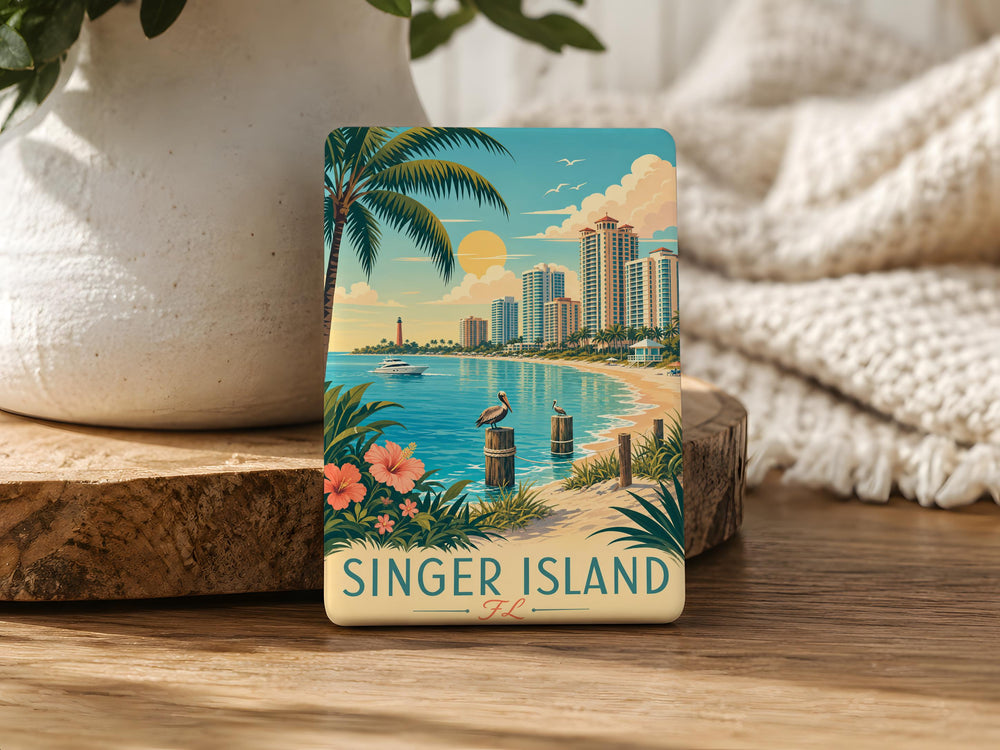Singer Island Florida Fridge Magnet, Singer Island FL Souvenir Magnet, Palm Beach County Travel Gift, Beach Vacation Keepsake