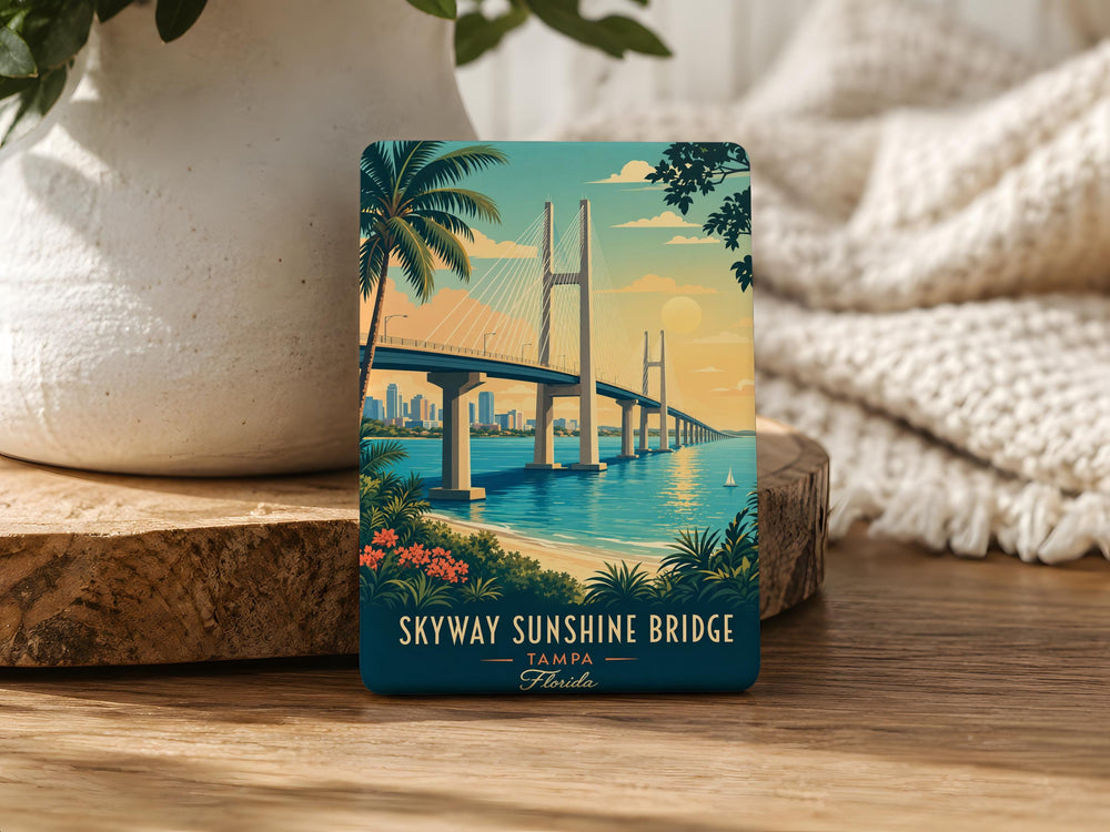 Skyway Sunshine Bridge Fridge Magnet, St. Petersburg Florida Landmark Souvenir, Tampa Bay Bridge Travel Keepsake Magnet