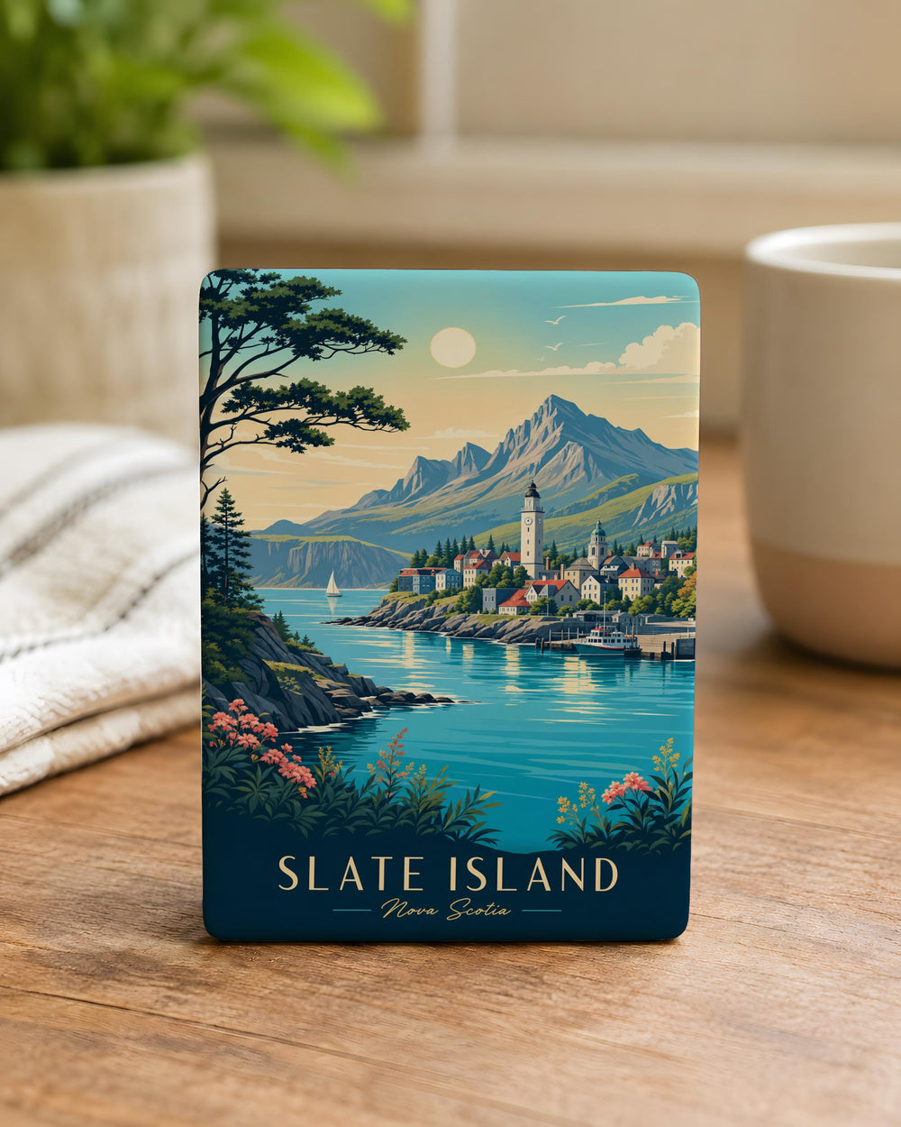 Slate Island Fridge Magnet, Island Map Souvenir Magnet, Coastal Landmark Keepsake, Travel Gift, Beach House Decor Magnet