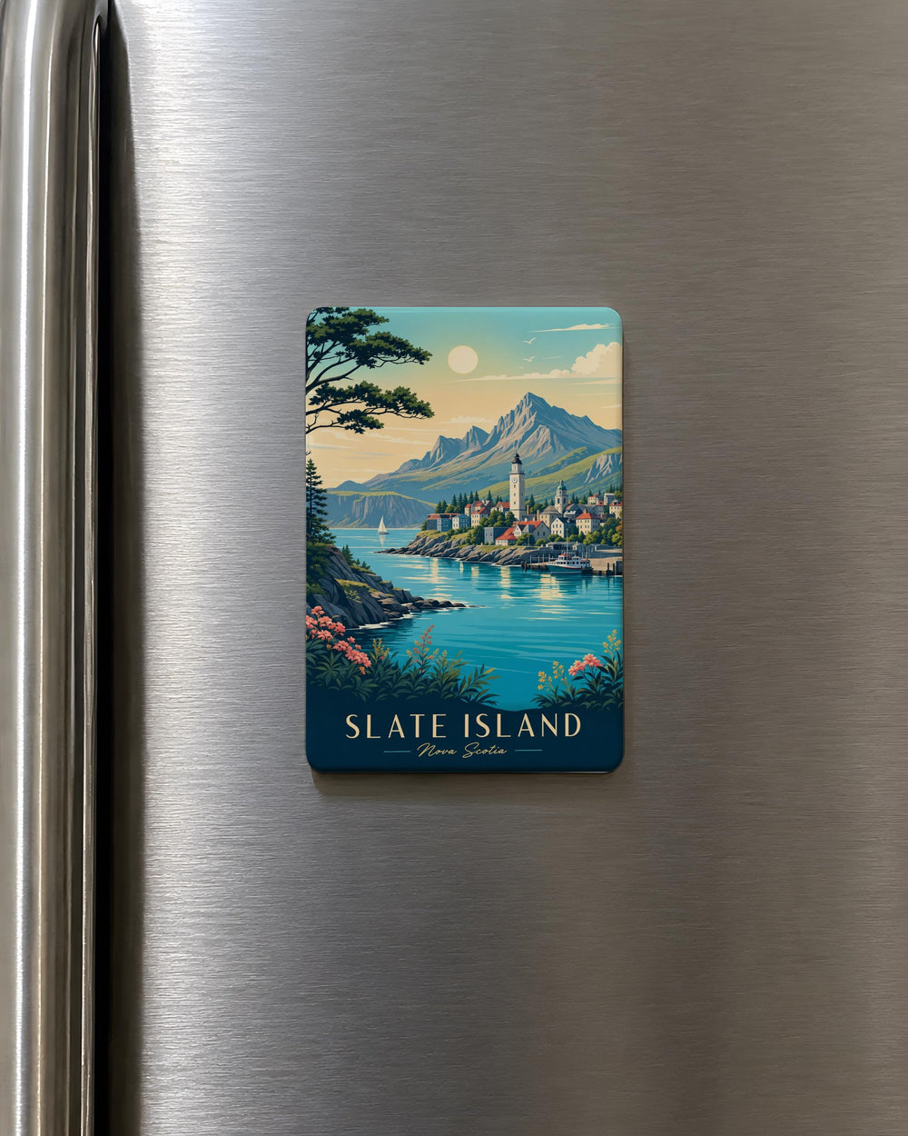 Slate Island Fridge Magnet, Island Map Souvenir Magnet, Coastal Landmark Keepsake, Travel Gift, Beach House Decor Magnet