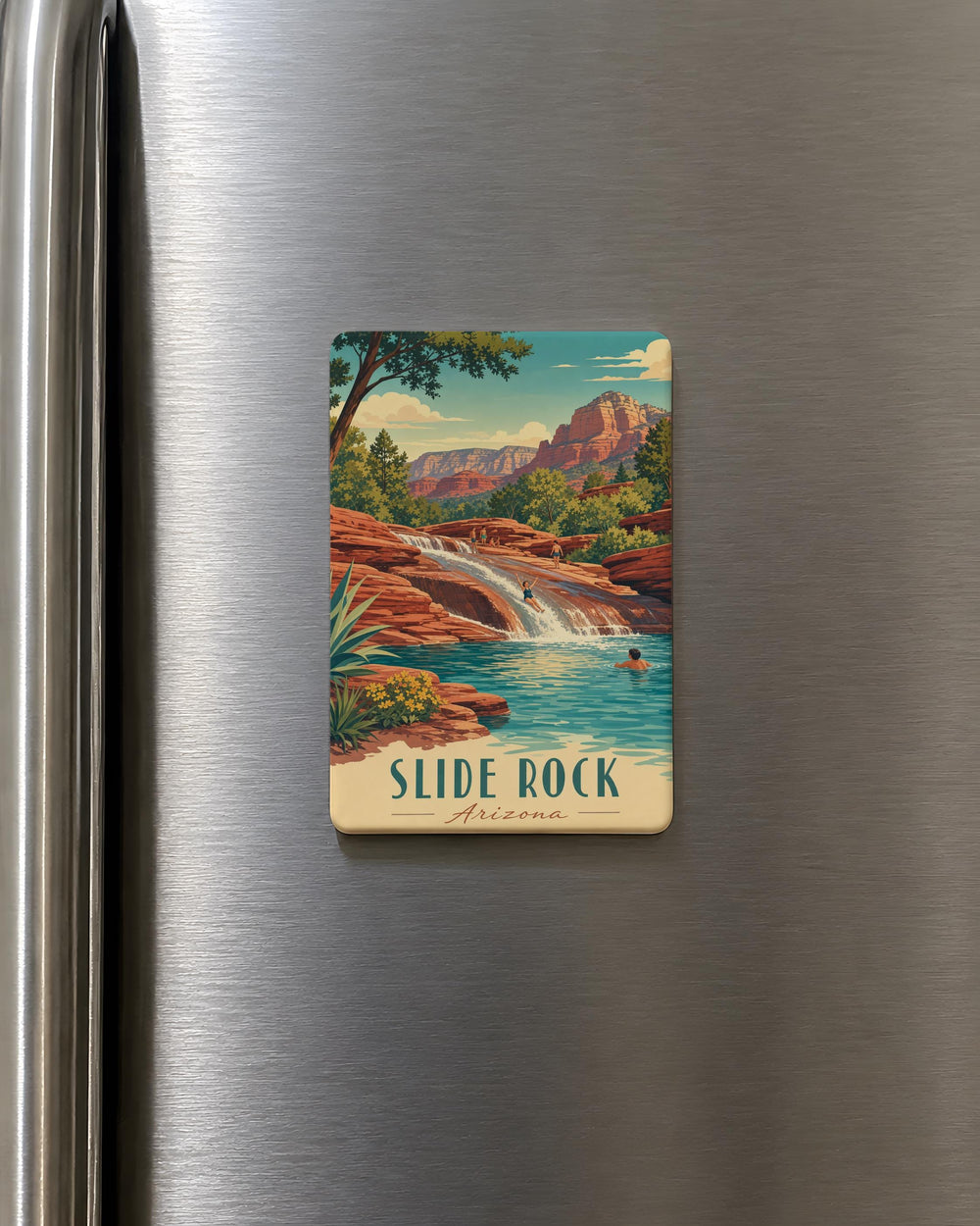 Slide Rock Fridge Magnet, Slide Rock State Park Souvenir Magnet, Arizona Travel Keepsake, Oak Creek Canyon Landmark Magnet