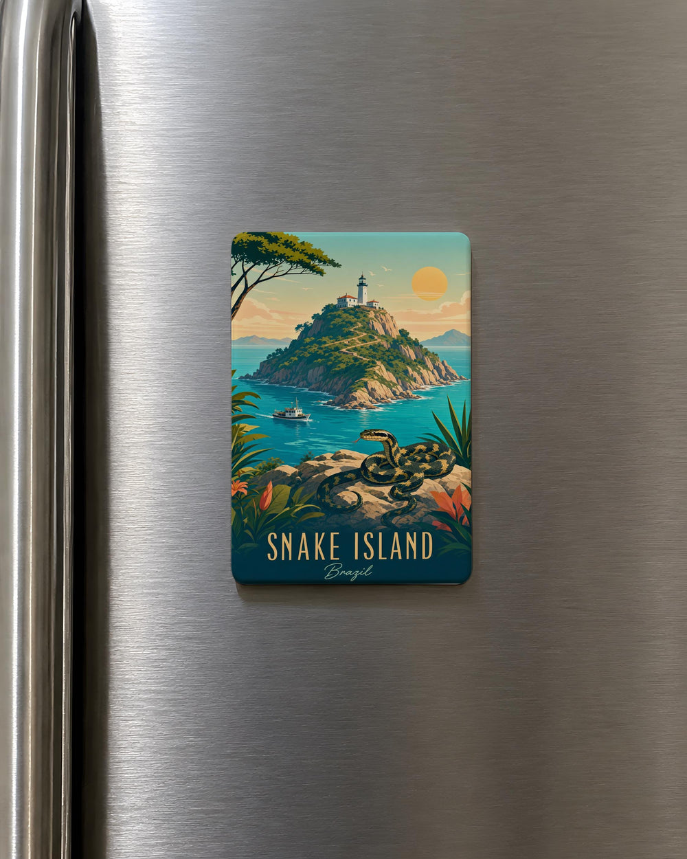 Snake Island Fridge Magnet, Serpent Island Souvenir Magnet, Island Travel Keepsake, Coastal Landmark Refrigerator Magnet