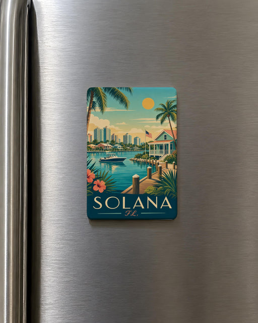 Solana FL Fridge Magnet, Solana Florida Souvenir Magnet, Coastal Town Travel Keepsake, Vacation Refrigerator Magnet