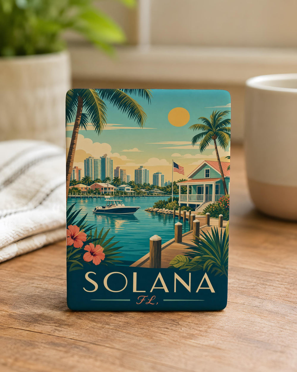 Solana FL Fridge Magnet, Solana Florida Souvenir Magnet, Coastal Town Travel Keepsake, Vacation Refrigerator Magnet