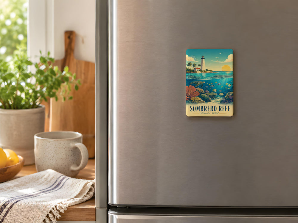 Sombrero Reef Fridge Magnet, Florida Keys Coral Reef Ocean Sea Life Souvenir Magnet, Snorkeling Diving Reef Gift