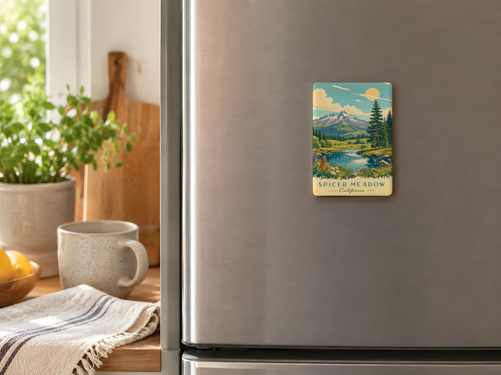 Spicer Meadow Fridge Magnet, Wildflower Meadow Landscape Souvenir Magnet, Nature Field Scenery Kitchen Decor Magnet
