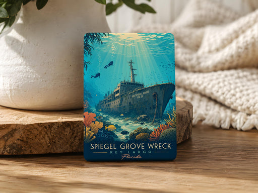 Spiegel Grove Wreck Fridge Magnet, USS Spiegel Grove Shipwreck Key West Florida Souvenir Magnet, Dive Site Nautical Magnet