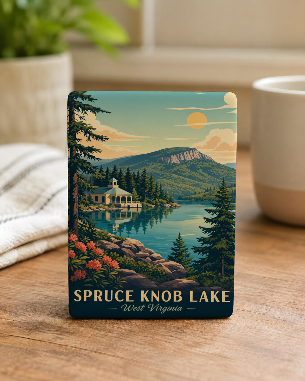 Spruce Knob Lake Fridge Magnet, West Virginia Lake Souvenir Magnet, Spruce Knob Lake WV Travel Gift Magnet