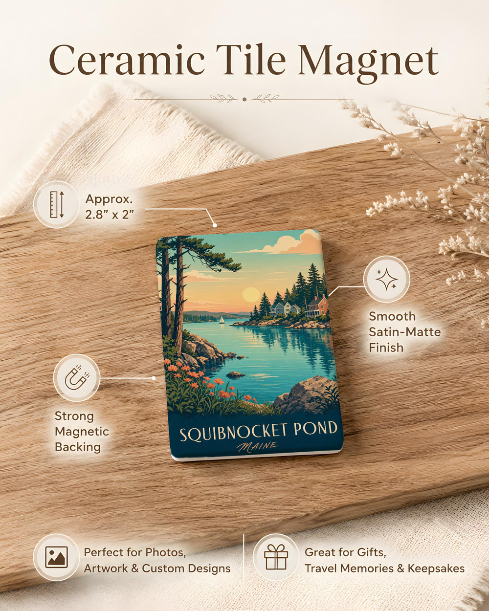 Squibnocket Pond Fridge Magnet, Martha’s Vineyard Massachusetts Souvenir Magnet, Pond Landscape Travel Keepsake Gift