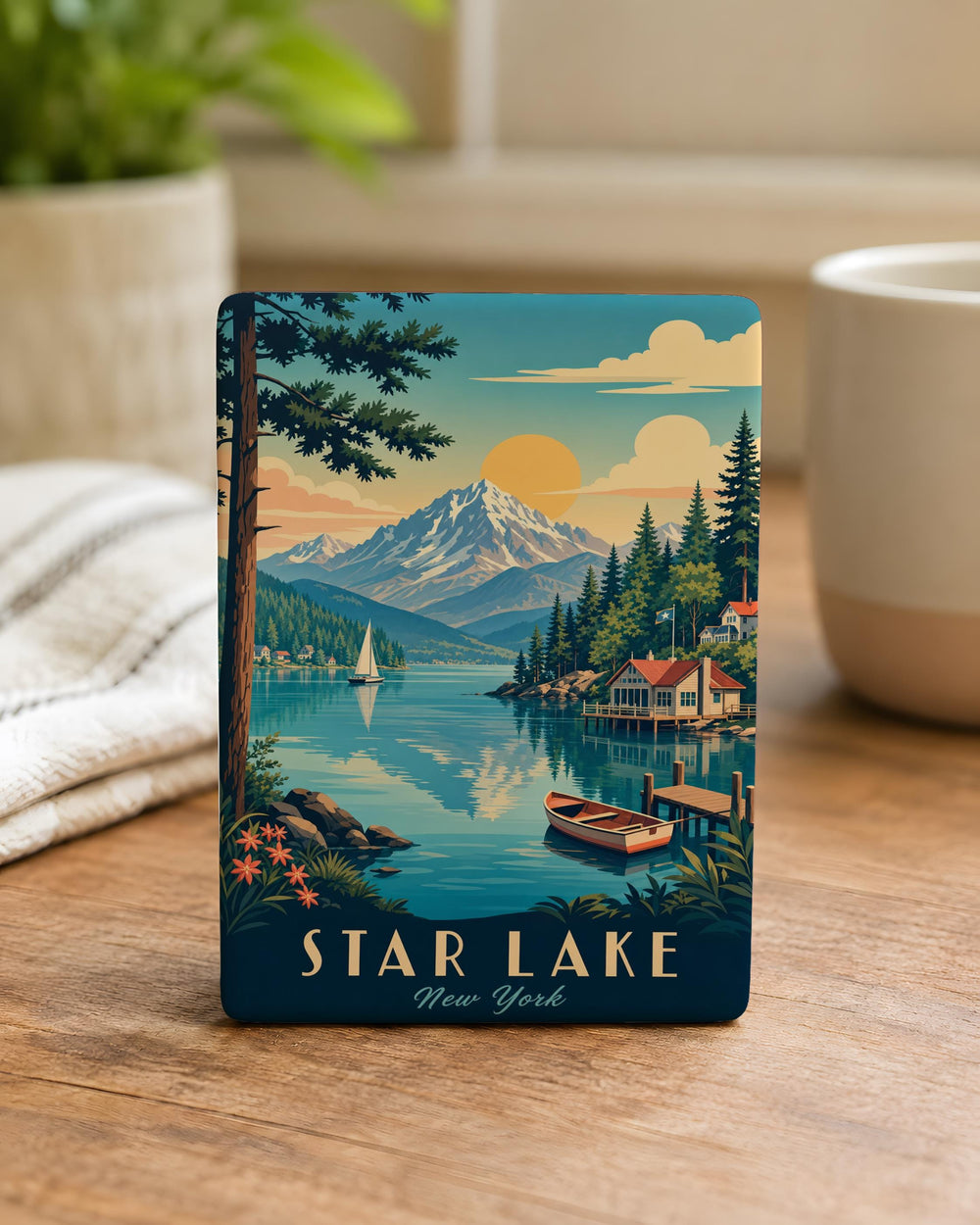 Star Lake Fridge Magnet, Starry Lake Scene Magnet, Mountain Lake Souvenir Magnet, Lakeside Vacation Gift, Cabin Decor Magnet
