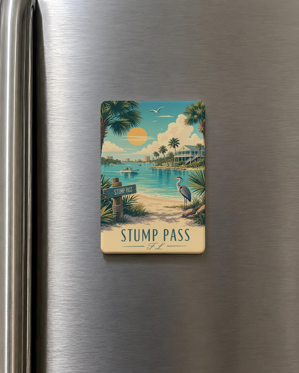 Stump Pass FL Fridge Magnet, Florida Coastal Inlet Souvenir Magnet, Stump Pass State Park Gift, Beach Vacation Keepsake