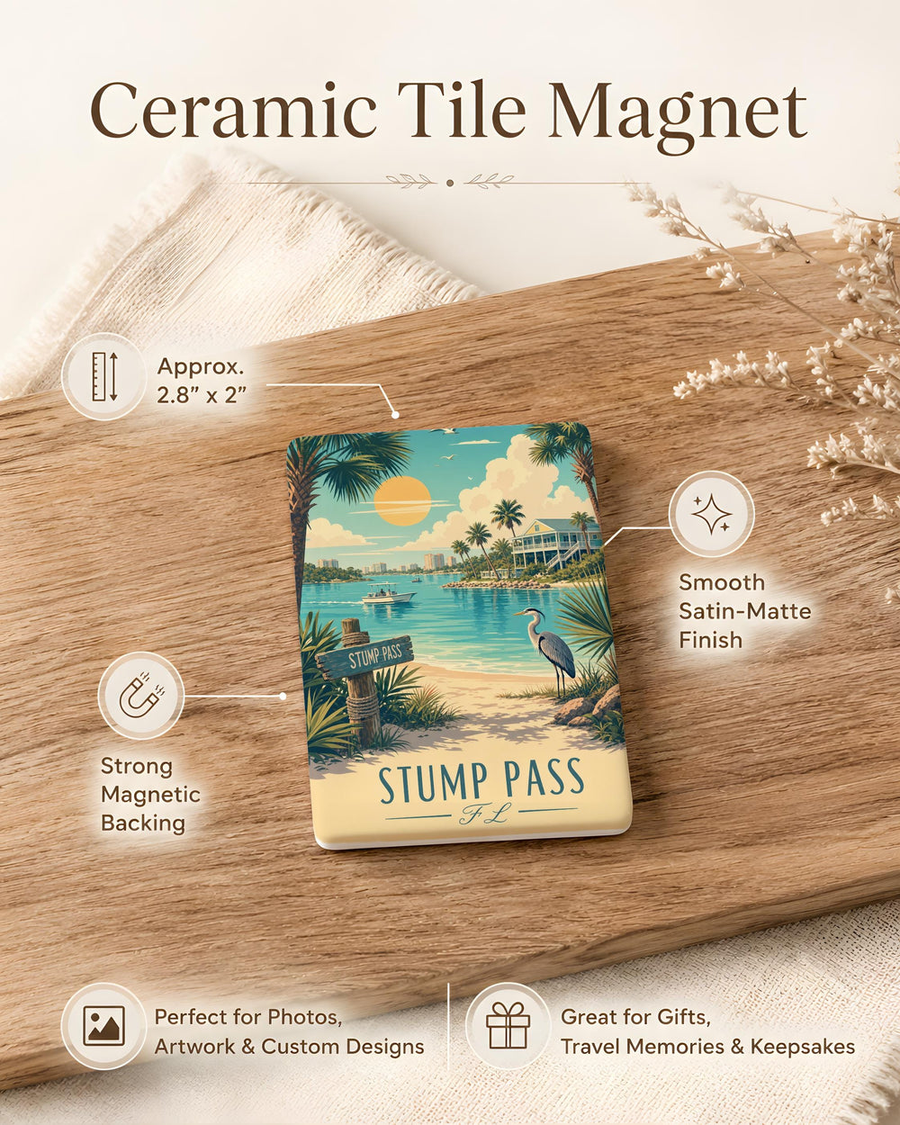 Stump Pass FL Fridge Magnet, Florida Coastal Inlet Souvenir Magnet, Stump Pass State Park Gift, Beach Vacation Keepsake