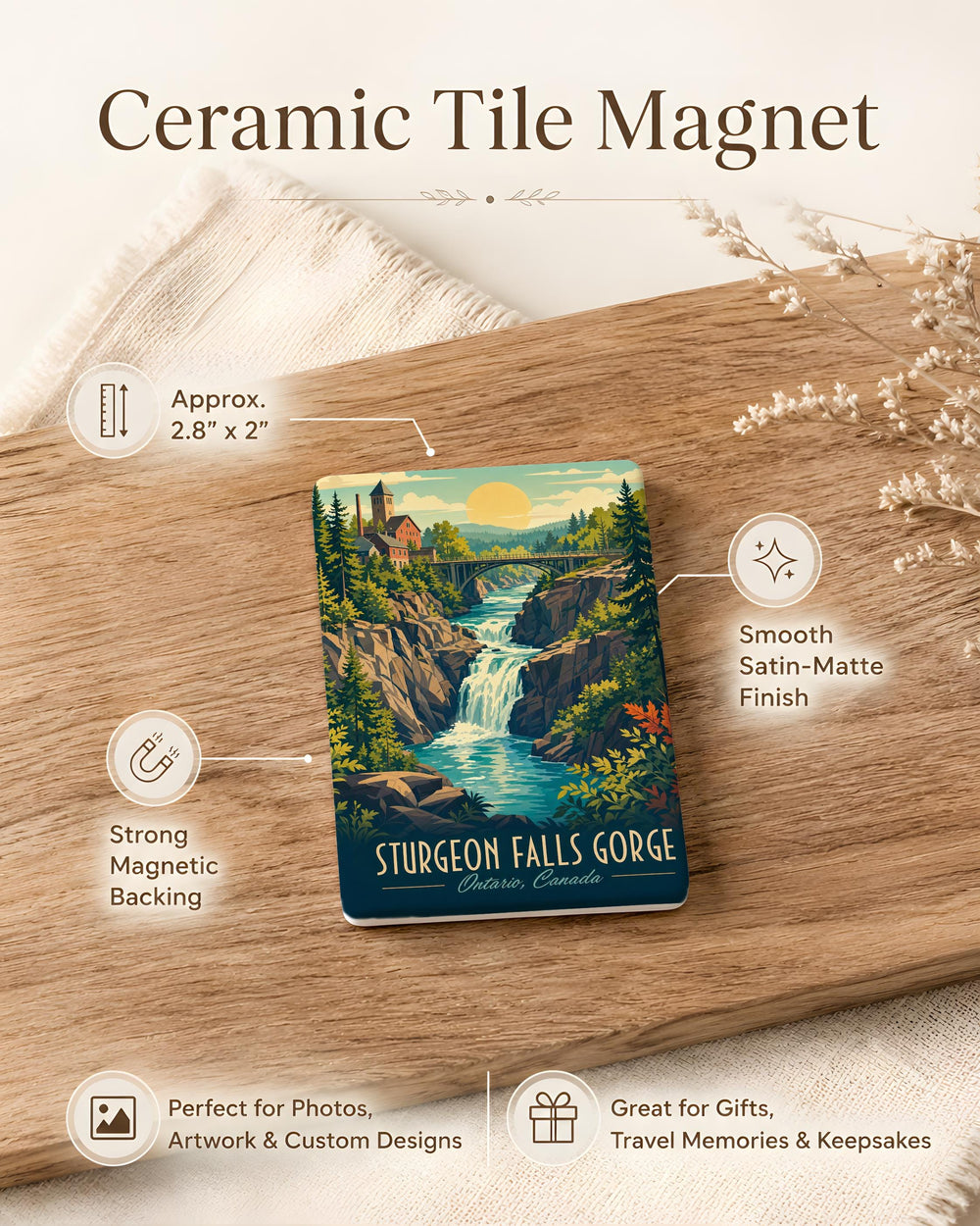 Sturgeon Falls Gorge Fridge Magnet, Scenic Waterfall Canyon Souvenir, Nature Travel Keepsake Magnet