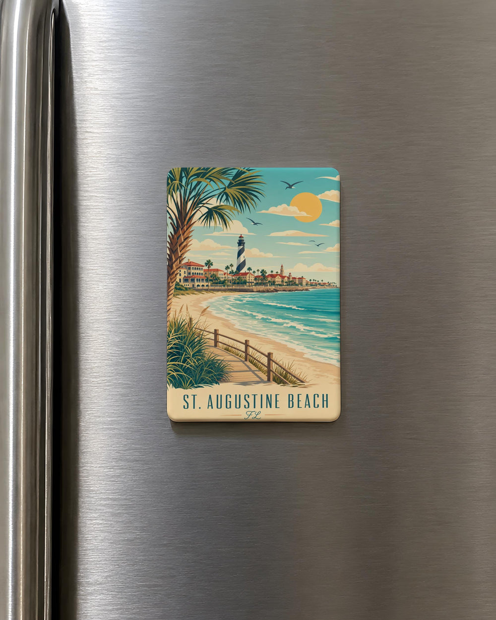 St Augustine Beach Florida Fridge Magnet, St Augustine FL Souvenir Magnet, Beach Town Travel Gift, Coastal Vacation Keepsake