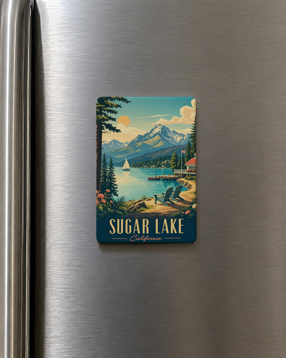Sugar Lake Fridge Magnet, Sugar Lake Souvenir Magnet, Lake Cabin Vacation Keepsake, Nature Travel Gift