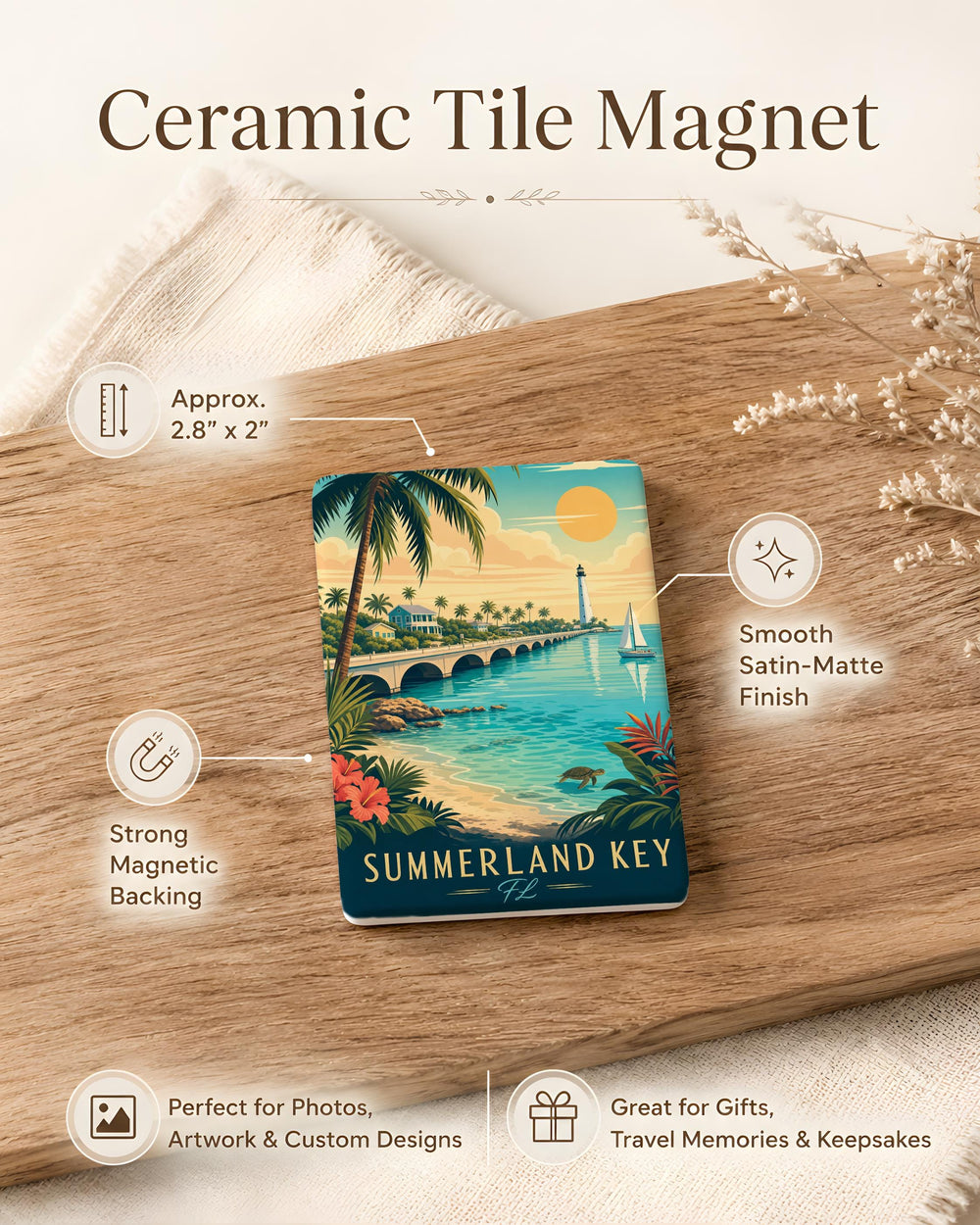 Summerland Key FL Fridge Magnet, Florida Keys Souvenir, Coastal Island Vacation Gift, Summerland Key Keepsake Magnet
