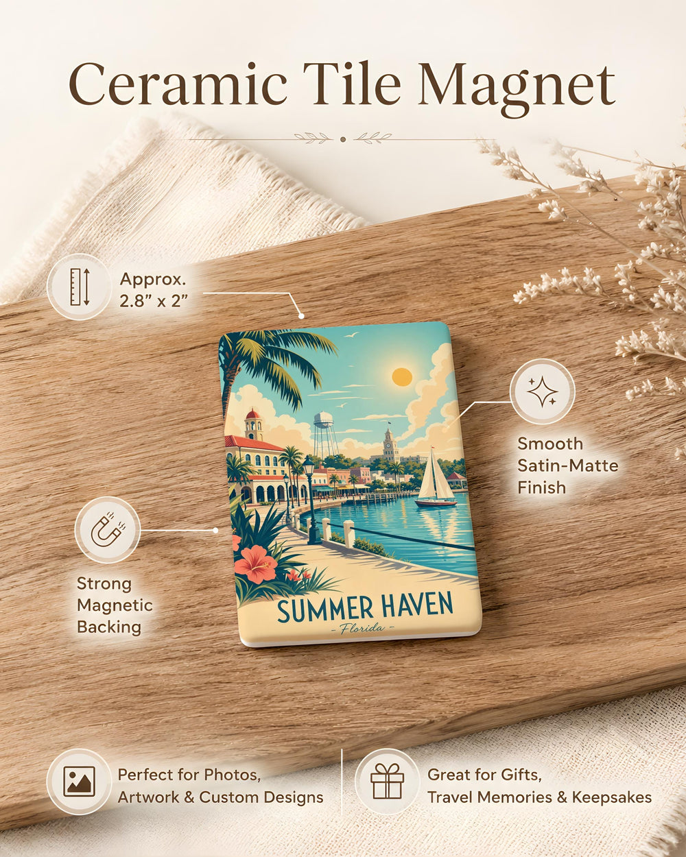 Summer Haven FL Fridge Magnet, Florida Beach Town Souvenir Magnet, Coastal Vacation Keepsake, Gulf Coast Travel Gift