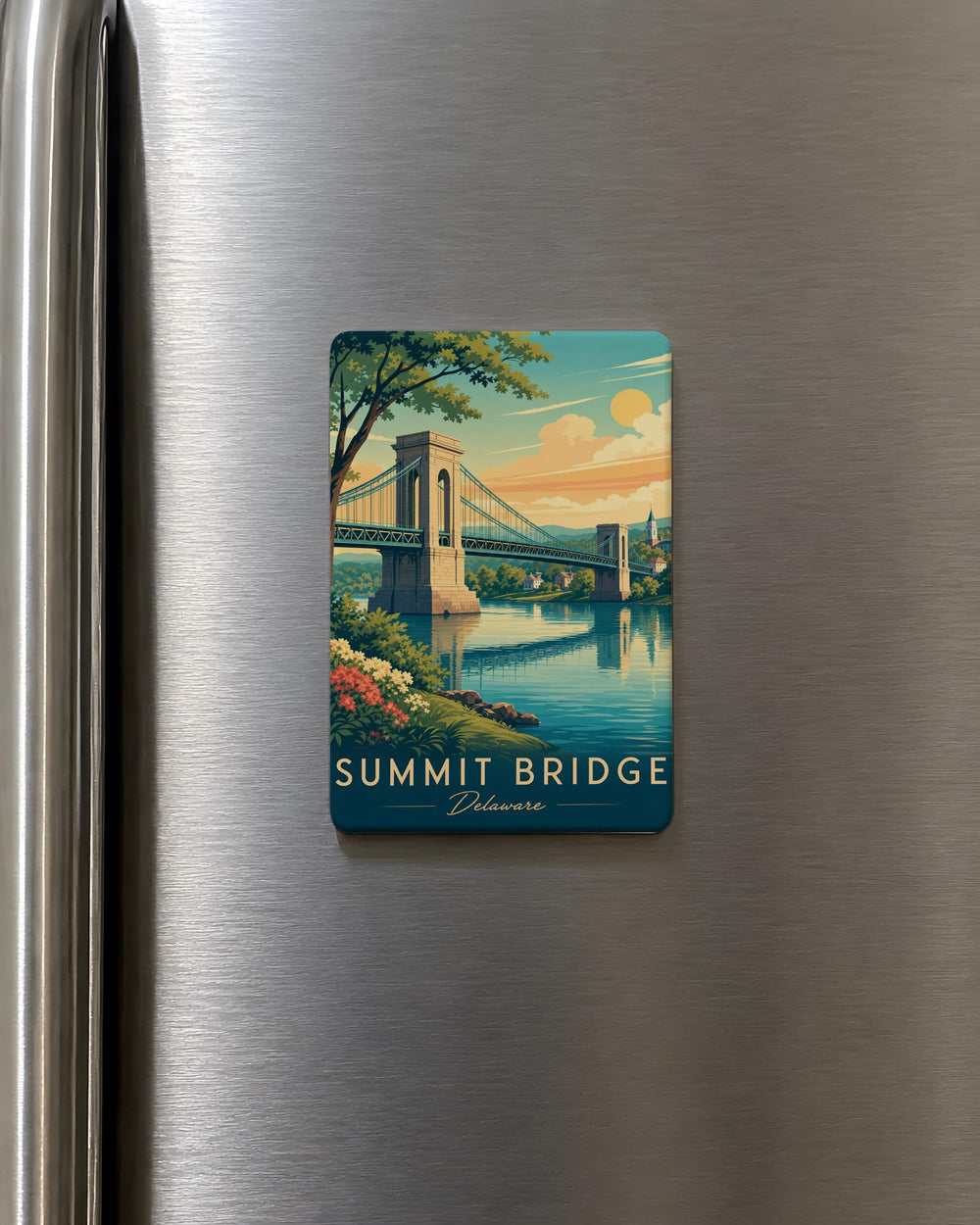 Summit Bridge Delaware Fridge Magnet, Delaware River Crossing Landmark Souvenir Magnet, Summit Bridge Travel Keepsake Magnet