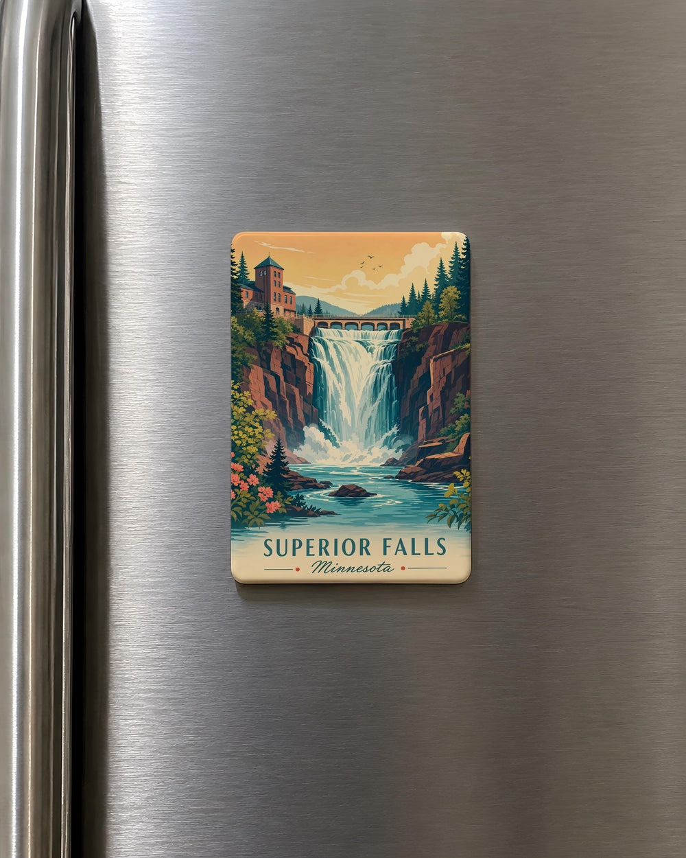 Superior Falls Fridge Magnet, Minnesota Waterfall Souvenir, North Shore Lake Superior Travel Keepsake Gift