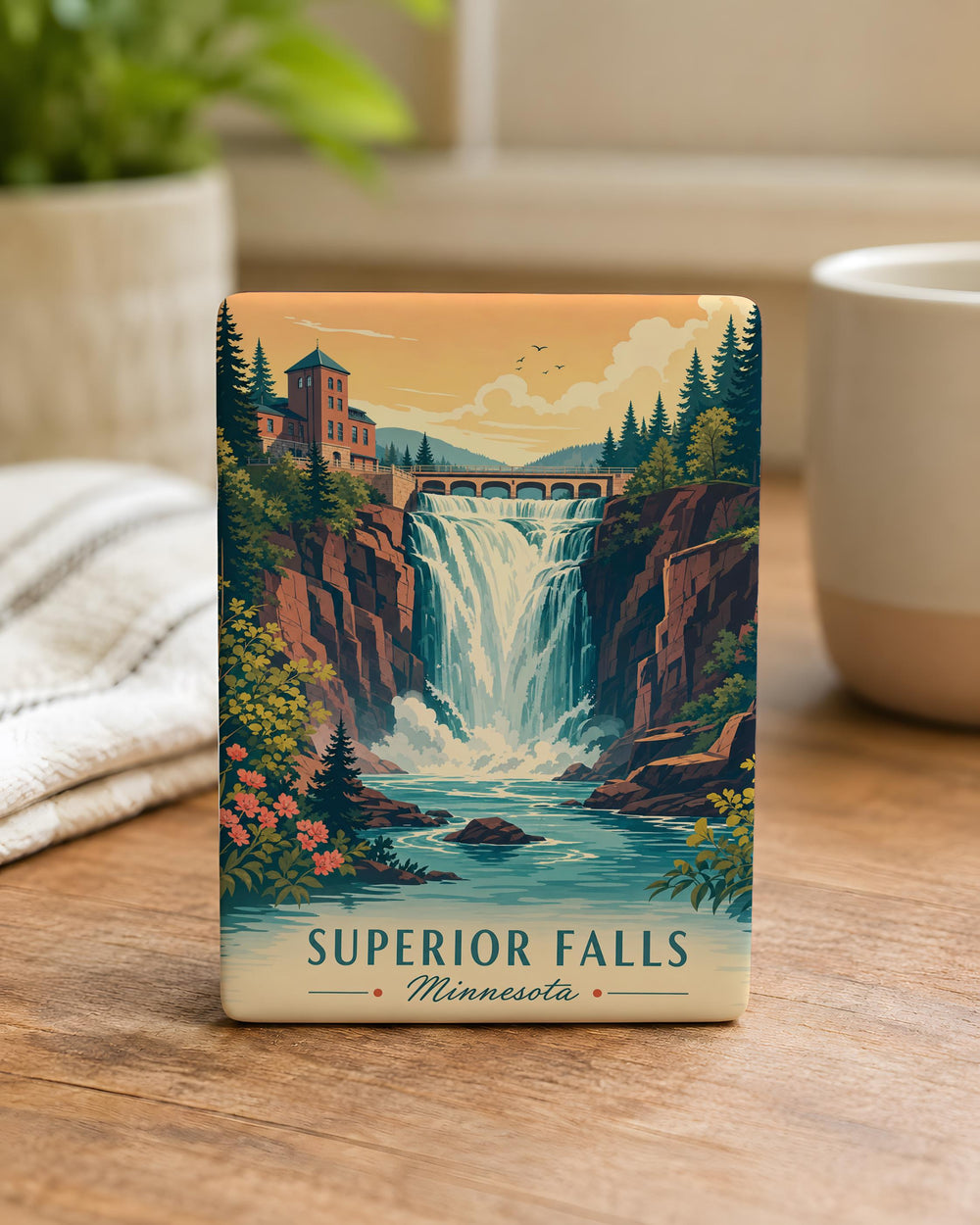 Superior Falls Fridge Magnet, Minnesota Waterfall Souvenir, North Shore Lake Superior Travel Keepsake Gift
