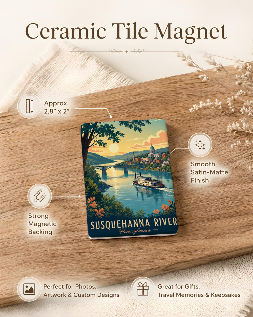 Susquehanna River Fridge Magnet, Pennsylvania River Souvenir, Scenic Waterway Travel Gift, River Lover Kitchen Decor