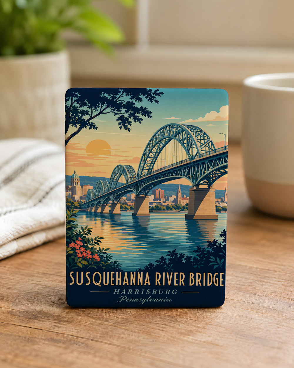Susquehanna River Bridge Fridge Magnet, Pennsylvania Landmark Souvenir, River Crossing Travel Keepsake Magnet