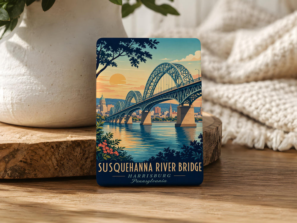 Susquehanna River Bridge Fridge Magnet, Pennsylvania Landmark Souvenir, River Crossing Travel Keepsake Magnet