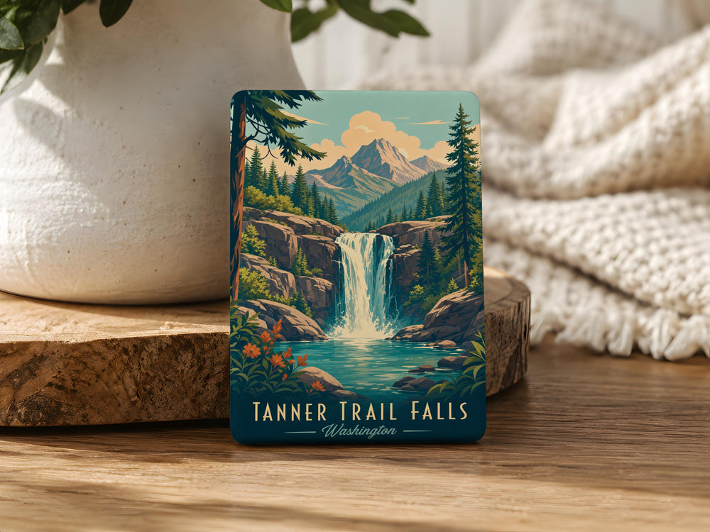 Tanner Trail Falls Fridge Magnet, Waterfall Nature Landmark Souvenir Magnet, Hiking Trail Keepsake Magnet