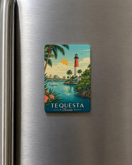 Tequesta Florida Fridge Magnet, Tequesta FL Souvenir Magnet, Palm Beach County Travel Gift, Coastal Town Keepsake