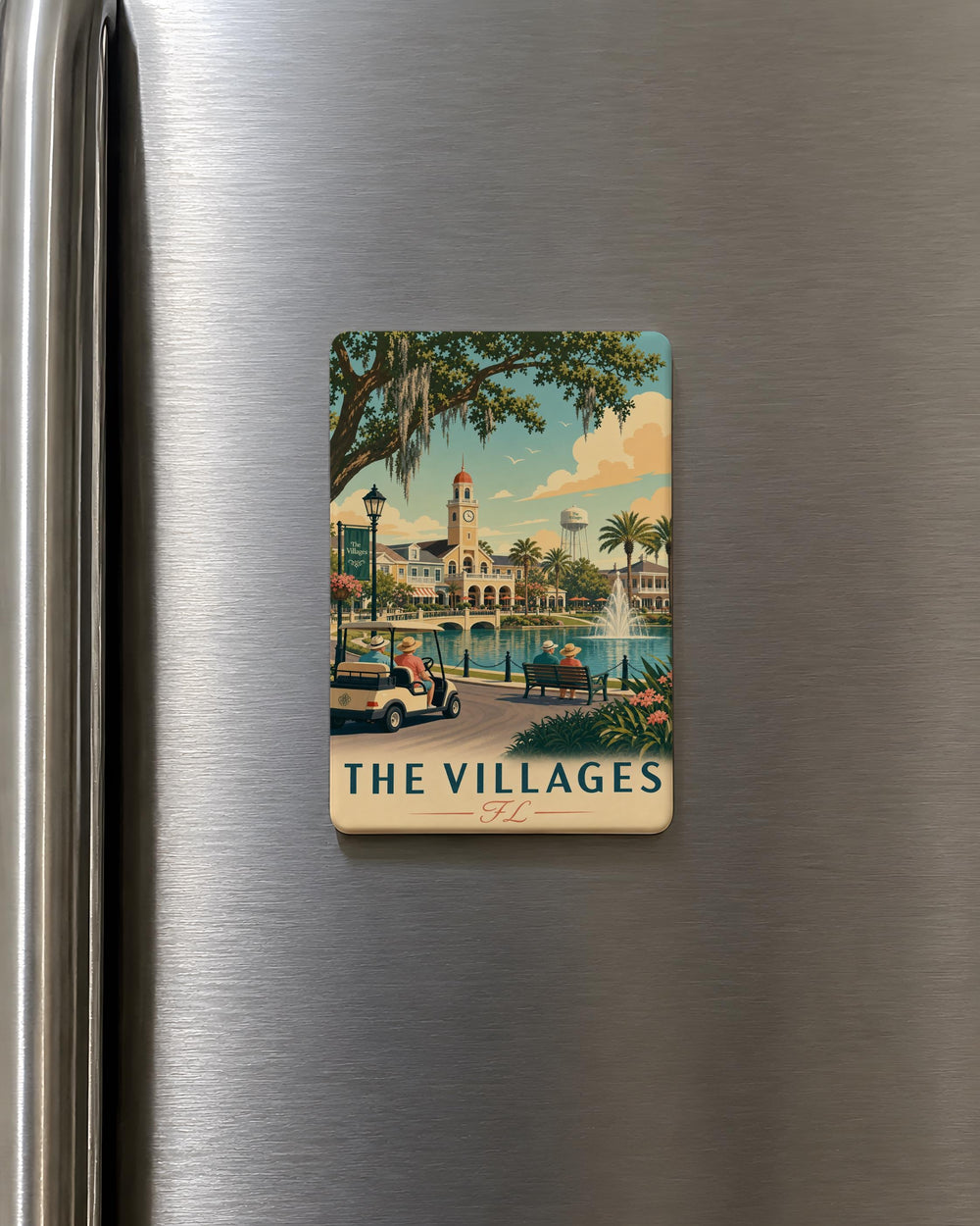 The Villages Florida Fridge Magnet, The Villages FL Souvenir Magnet, Florida Travel Gift, Lake County Keepsake Magnet