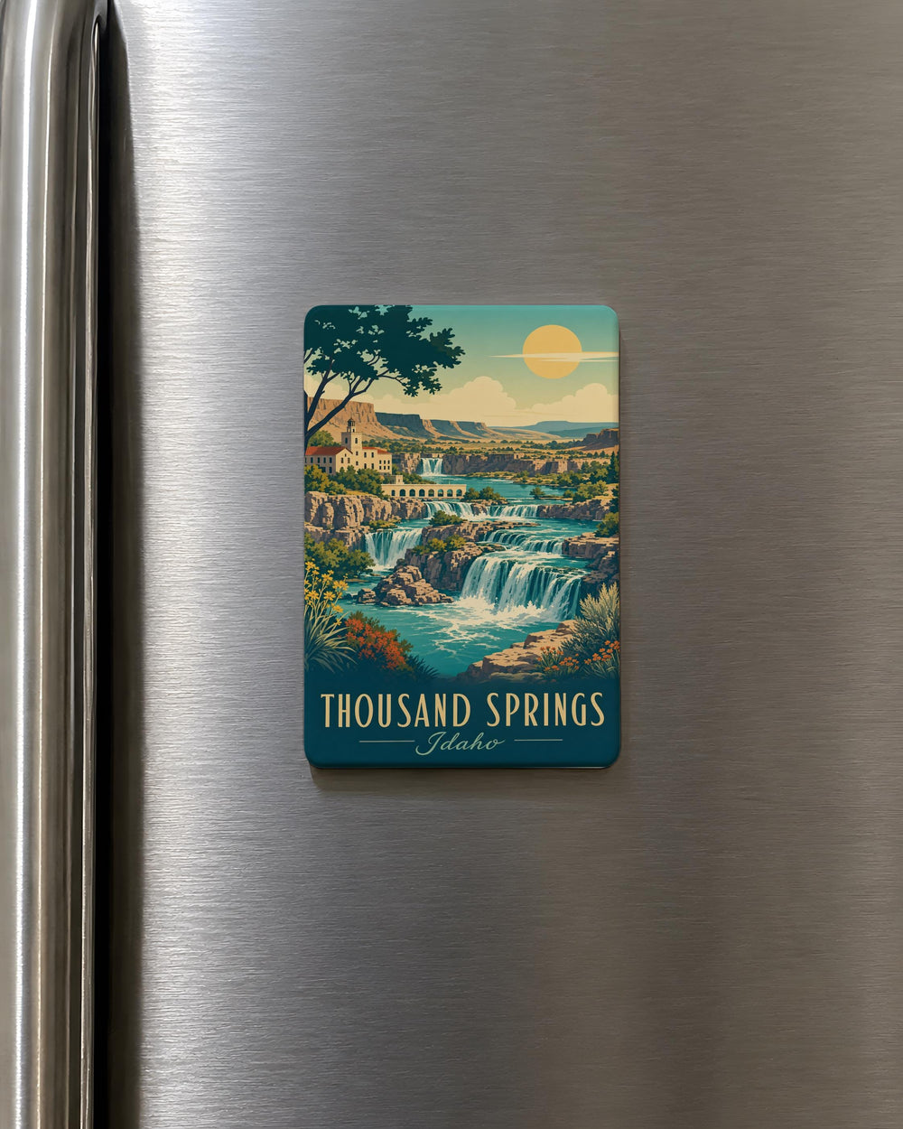 Thousand Springs Fridge Magnet, Scenic Waterfalls and Natural Springs Souvenir Magnet, Nature Landscape Refrigerator Magnet