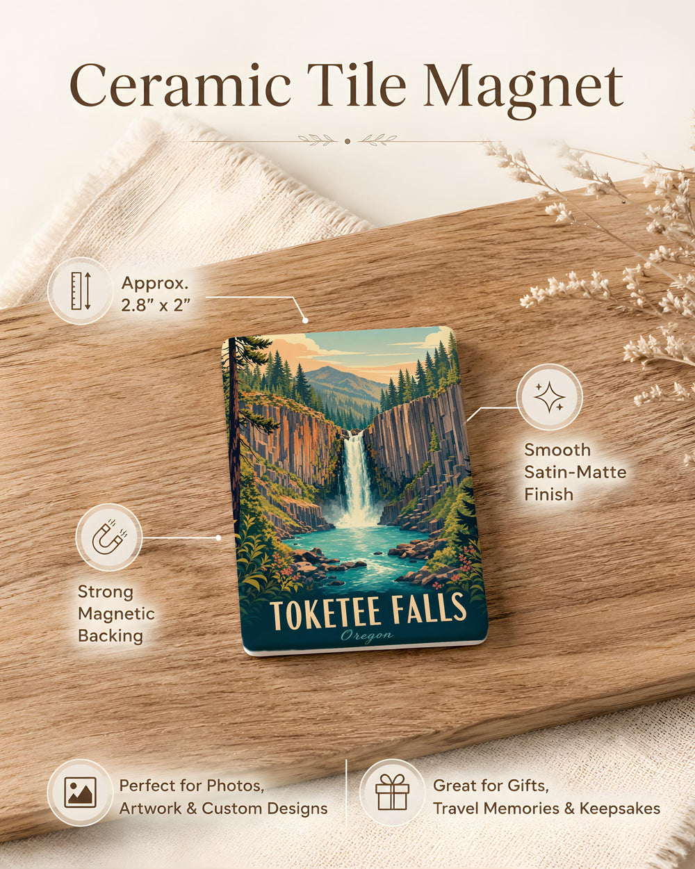 Toketee Falls Fridge Magnet, Oregon Waterfall Souvenir Magnet, Umpqua National Forest Travel Keepsake Magnet